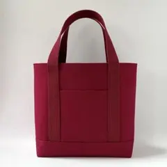 大人レッド・ワインレッド　帆布　ハンドメイド　トートバッグ　ファスナー付き☆