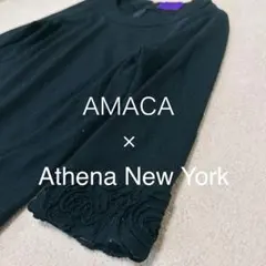 【極美品】アマカx アシーナニューヨーク ブラック 花柄 ワンピース 38のサムネイル