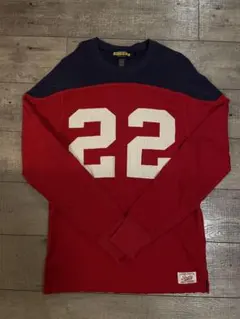希少ラルフローレンRUGBY 22ナンバリング ニット 紺赤 バイカラー Sのサムネイル