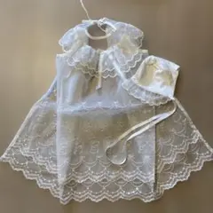 【未使用】新生児 セレモニードレス 帽子 セット　ホワイト