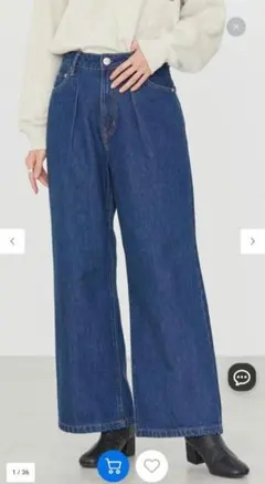 AMERICAN HOLIC　フロントタックワイドデニム　S