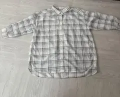 GLACIER チェック柄シャツ ホワイト×ブラック Lサイズ