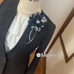 ②❁ネイビー綺麗❁合わせやすい♪コサージュハンドメイド2way 卒業式入学式