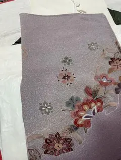 薄紫色 花柄 訪問着 絹