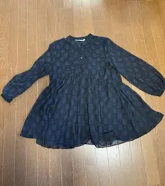 ZARA ネイビー フレアシルエット ブラウス L