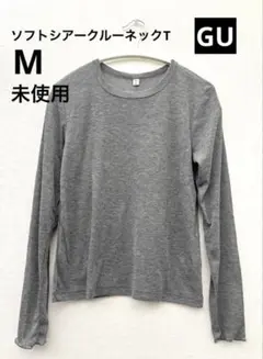 ★ GU ソフトシアークルーネックT グレー　Mサイズのサムネイル