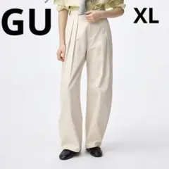 GU 2026年現行品　チノタックバレルパンツQ ナチュラル XL