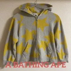[美品]A BATHING APE BAPE 星柄ジップパーカー ベイプ グレー