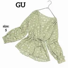 【美品】 GU ジーユー 長袖 チュニック Vネック 花柄 フェミニン 春夏 Sのサムネイル