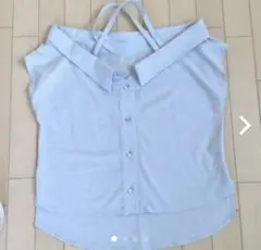 CECIL McBEE 水色オフショルダー半袖シャツ