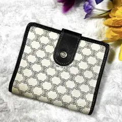 【美品✨】セリーヌ 二つ折り財布 マカダム PVC レザー アイボリー　総柄