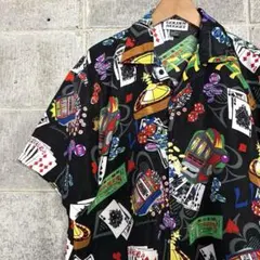 インパクト大⭐︎ カジノ ルーレット ラスベガス 総柄シャツ アロハ 開襟シャツ