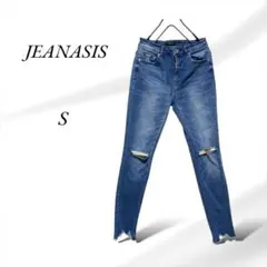 A370.ジーナシス/スキニージーンズ【S】ブルー/ダメージ加工/細身/美脚