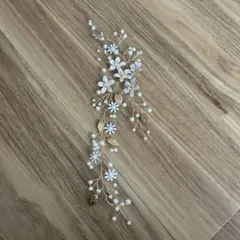 ウェディング ヘッドドレス 花とパール