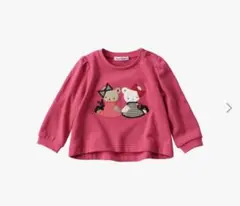 ピンク クマ刺繍 長袖トレーナー 80-90size