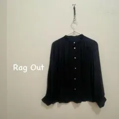 ログアウト Rag Out 濃紺 ドット柄 長袖シャツ 金ボタン付き