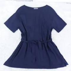 定価3.1万 セオリーリュクス 2way リネン混 ブラウス ストレッチ 紺