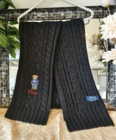 ポロラルフローレン マフラー ブラック ポロベア　ユニセックス