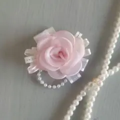 シアーピンクのお花にリボン　子ども　キッズ　コサージュ　ブローチ　入学式　入園式