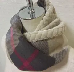 人気❤️ミルクティー　チェック❤️ジャガード　ボア　フリース　スヌード　マフラー