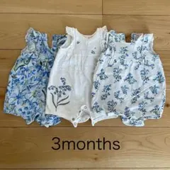 NEXT baby ロンパース3枚セット　花柄　ブルー