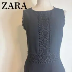 ZARA ザラ レース 刺繍 ブラック オールインワン パンツ S ポケットのサムネイル