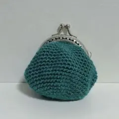 ハンドメイド がま口ポーチミニ 深緑