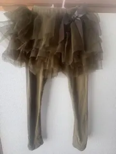 130㎝　ビーデスビー　チュールスカッツ　フリル付きレギンス オリーブ