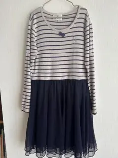 KUMIKYOKU ストライプ 七分袖 ワンピース