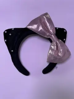 ユニバ カチューシャ ハローキティ 黒 リボン