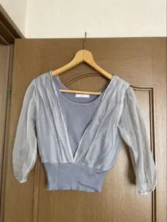 チュールニットカットソー