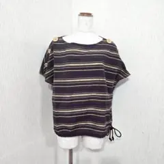 ボーダーカットソー 半襅（M）チャコールグレー コットンのサムネイル