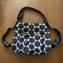 極美品】慈雨/ゴートレザートートバッグ/巾着/水玉/センソユニコ
