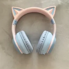 虹色変換LED付き Bluetooth5.1 猫耳ヘッドホン 折りたたみ可能