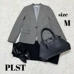 ♡ PLST ♡ グレンチェック ノーカラージャケット M