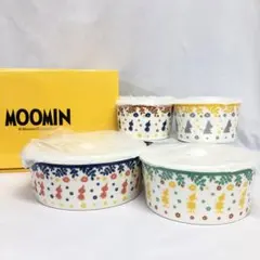 【75】新品 ムーミン 蓋付き保存容器 4点セット 電子レンジ対応 食器