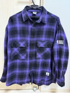 NBA レイカーズ　チェック柄シャツ 紫黒のサムネイル