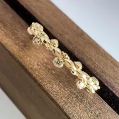 アガット リーフモチーフ ダイヤモンド リング ゴールド 8号サイズ