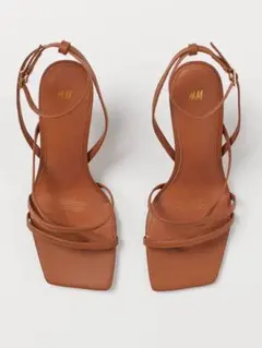 【美品】H&M エイチアンドエム ストラップサンダル ソリッドヒール ブラウンのサムネイル