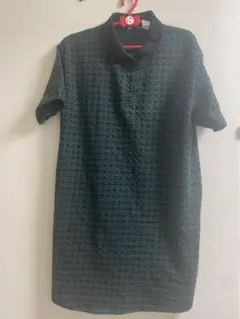 ZARA ポロシャツワンピース ブラック×グリーン 幾何学模様