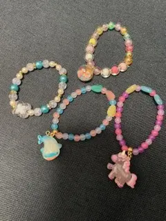 カラフルビーズブレスレット4個セット