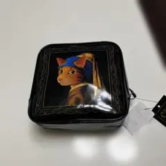 CAT ART真珠のイヤリングをした少女猫ポーチ