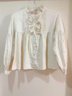 サマンサモスモス　レース襟✴︎ボリューム袖フリルブラウス　オフホワイト