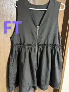 LEPSIM【FTサイズ】Ｗジップギャザーベスト黒 フリーサイズ 大人気商品！