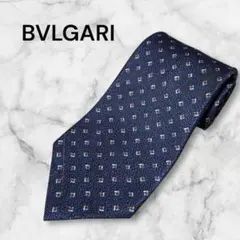 BVLGARI ブルガリ ネイビー 総柄 ネクタイ
