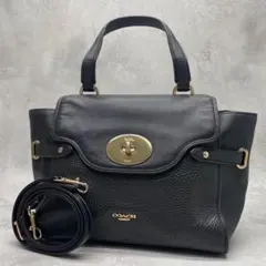美品】COACH クロスボディ バイカラー ショルダーバッグ ターンロック 