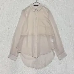 カイラニ【XS】シアーシャツ ブラウス 長袖 透け感 ラウンドヘム 春夏 羽織り