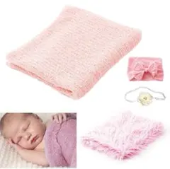 ピンクのニューボーンフォト４点セット