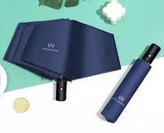 UVカット ワンタッチ自動開閉 高強度 ネイビー 折りたたみ傘 晴雨兼用