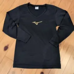Mizuno ブラック Vネック 長袖シャツ 140